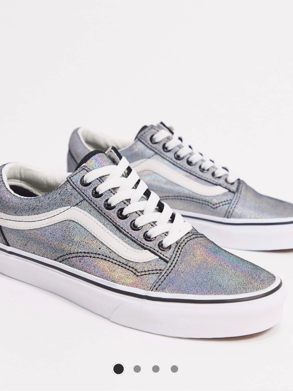 Vans womens Old Skool Iridescent Silver Skate Sneakers